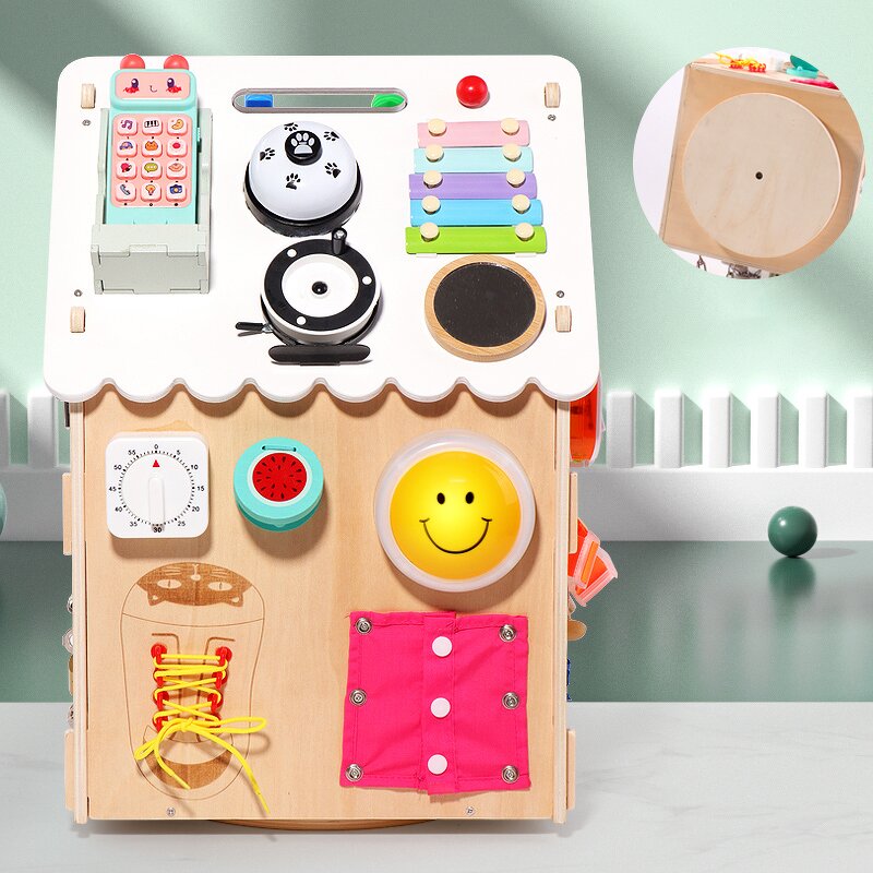 Wood Sensory Baby Toy Children's Game Box Indoor Large Montessori Interactive Activity Wall Panel