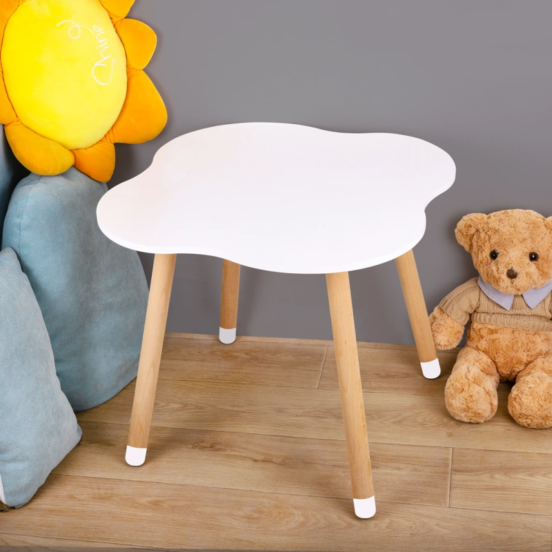 Modern Baby Nursery Table and 4 Chairs School Furniture Toddler Rabbit Flower Wooden Children's Table and Chair Set