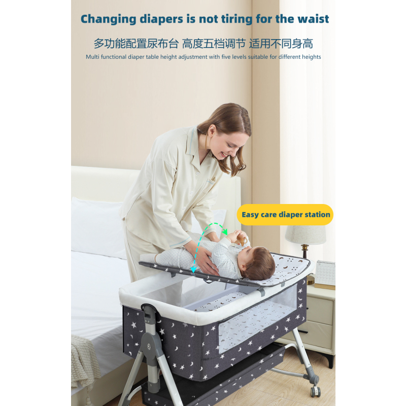 Hot Sale Multifunctional Foldable Bedside Crib Portable Newborn Bassinet Bedside Crib for Parents