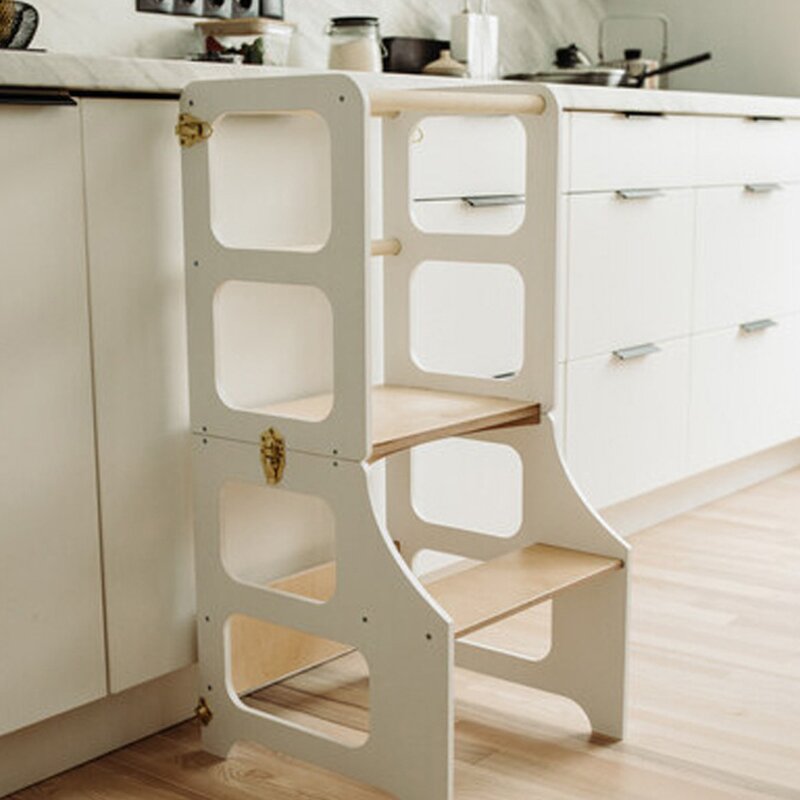 Adjustable Standing Toddler Kitchen Helper Foldable Wood Foldable Montessori Step Stool Learning Tower