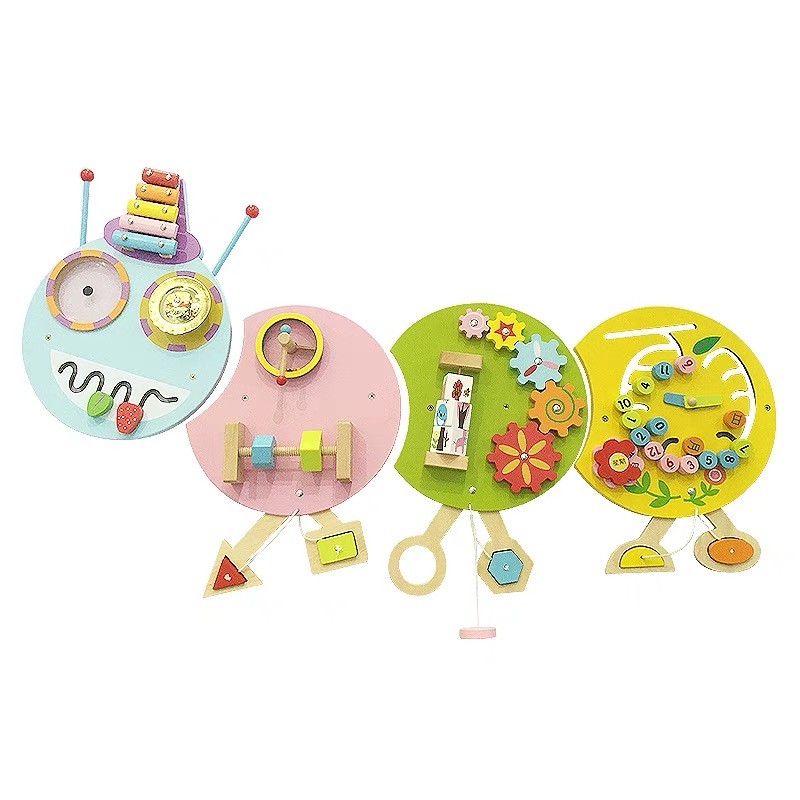 2-in-1 Sit-to-Stand Interactive Children's Wooden Montessori Educational Toy Activity Baby Walker