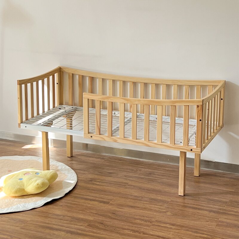 Natural Wood Color Sleep Single Bed Barrier Wood Girls Children's Bed