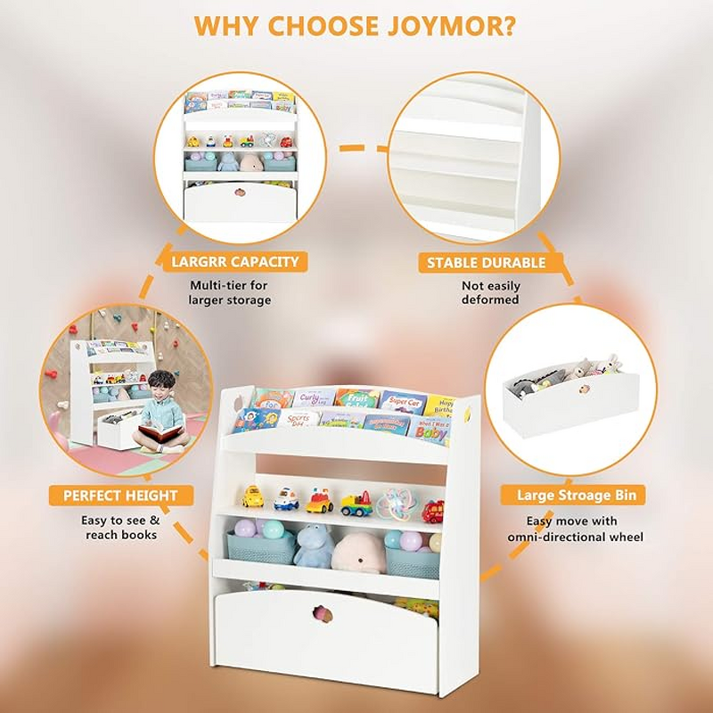 Library White Bookshelf Children's Cabinet Mini Modern Organizer Wooden Children's Bookshelf