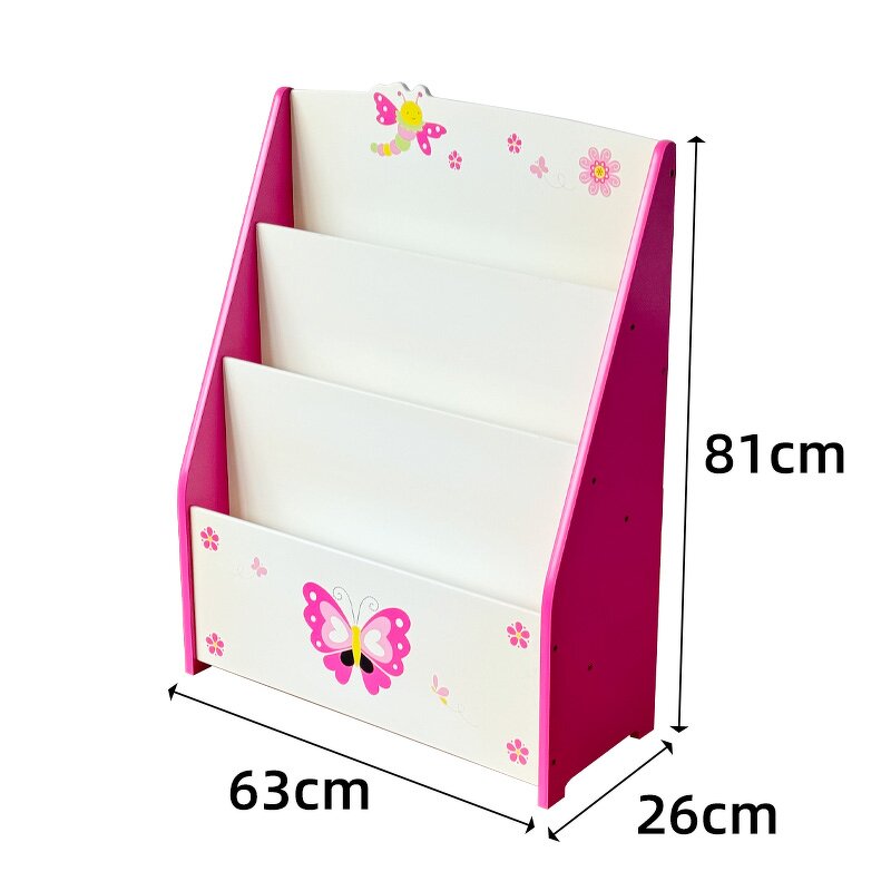 Montessori Organizer 3-Tier Bookshelf Pink Modern Baby Toy Storage Wooden Children's Bookshelf