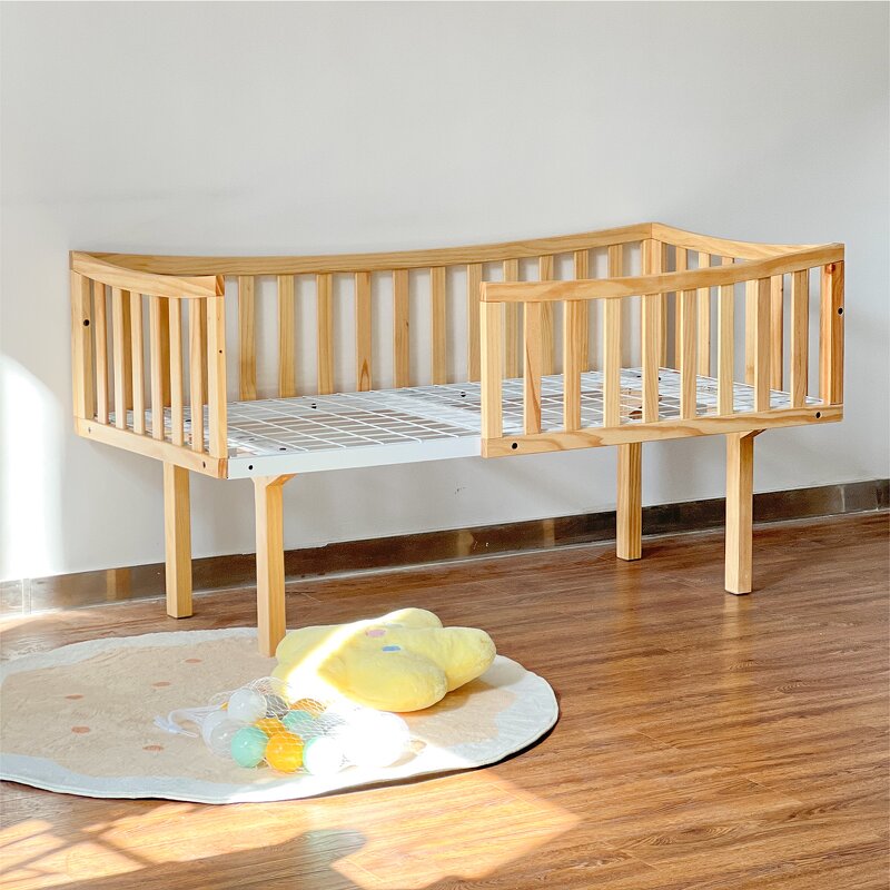 Natural Wood Color Sleep Single Bed Barrier Wood Girls Children's Bed