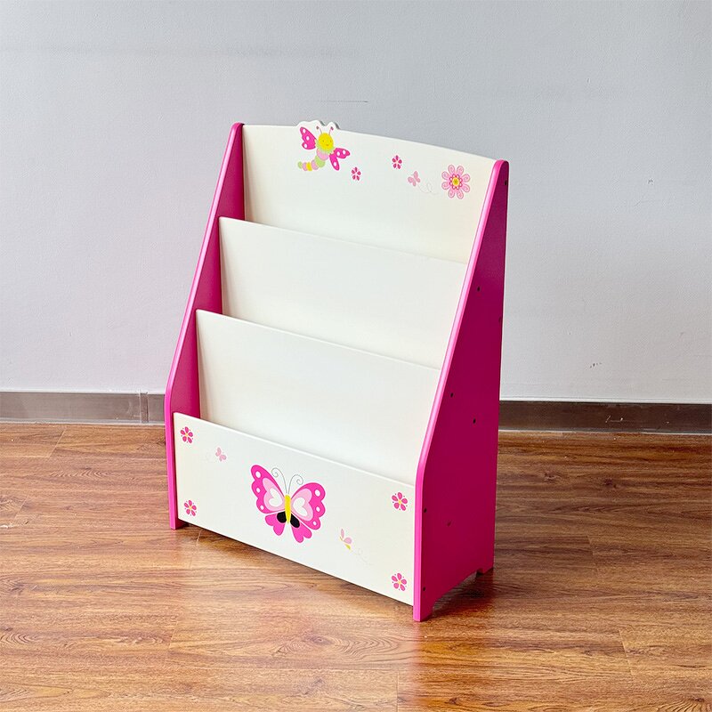 Montessori Organizer 3-Tier Bookshelf Pink Modern Baby Toy Storage Wooden Children's Bookshelf