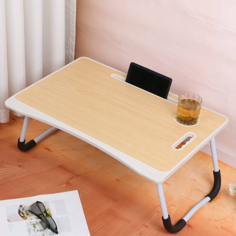 Multifunctional Black Pink Small Folding Bedside Table Wooden Portable Foldable Laptop Table