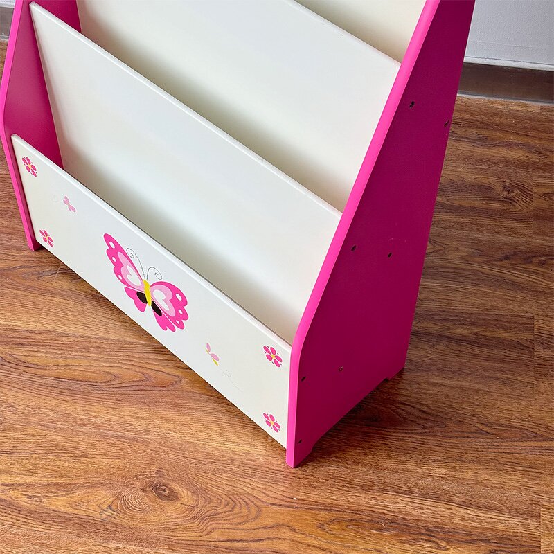 Montessori Organizer 3-Tier Bookshelf Pink Modern Baby Toy Storage Wooden Children's Bookshelf