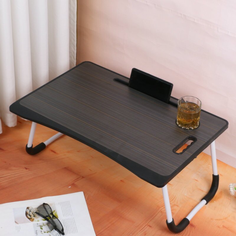 Multifunctional Black Pink Small Folding Bedside Table Wooden Portable Foldable Laptop Table