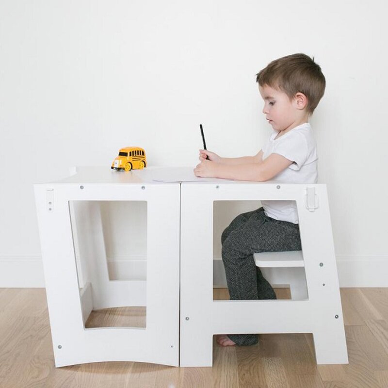 Adjustable Standing Toddler Kitchen Helper Foldable Wood Foldable Montessori Step Stool Learning Tower