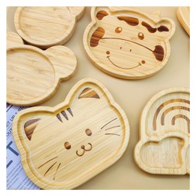 Wholesale Animal Bamboo Children's Eating Plate Bowl Silicone Baby Feeding Set
