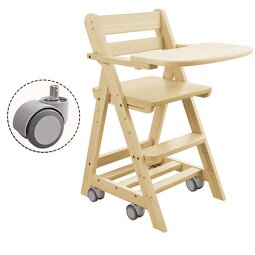 Montessori Adjustable Height Detachable Children's Wood Rolling Feeding Children's Dining Baby High Chair