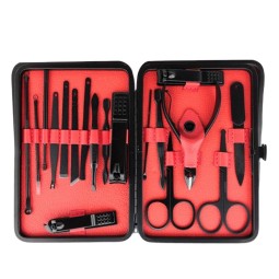 Professional 15/18 Set Black Stainless Steel Nail Clipper Nail Cutter Trimmer Toenail Scissors Pliers Pedicure Tools