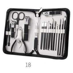 9 or 18 Pcs in 1 Stainless Steel Professional Pedicure Kit Nail Clipper Beauty Kit Nail Clipper with Black Leather Case