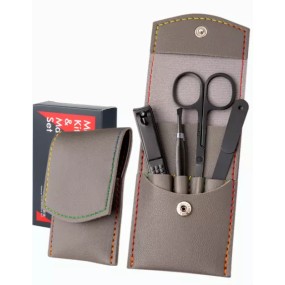 Manufacturer Custom 4 Pcs Color Leather Case Stainless Steel Finger Toe Knife Nail Clipper Set