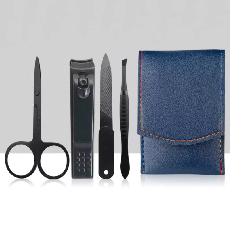 Manufacturer Custom 4 Pcs Color Leather Case Stainless Steel Finger Toe Knife Nail Clipper Set
