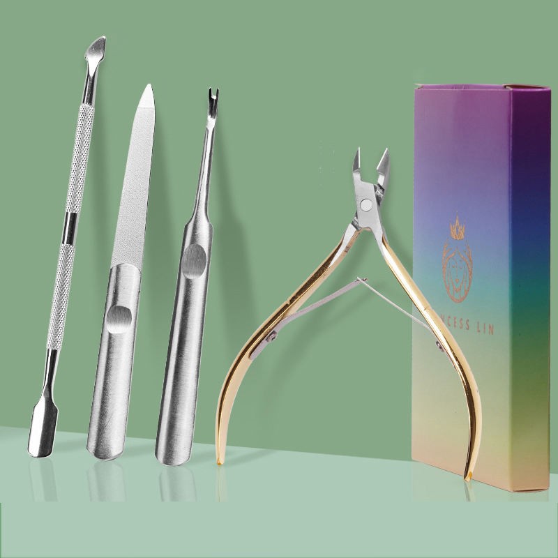 Cuticle Nipper & Pusher Set Nail Clipper Stainless Steel Cuticle Trimmer Cutter Dead Skin Remover