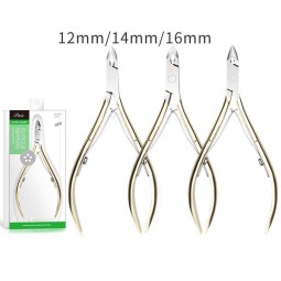12/14/16mm Professional Stainless Steel Gold Dual Spring Nail Clipper Pliers Cuticle Nipper D501