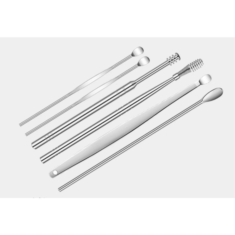 Ear Pick Cleaning Tool Portable Ear Pick Removal Spoon Set Stainless Steel Spoon with PP Box Clean Earwax