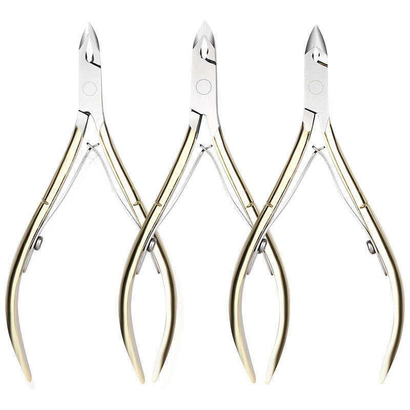12/14/16mm Professional Stainless Steel Gold Dual Spring Nail Clipper Pliers Cuticle Nipper D501