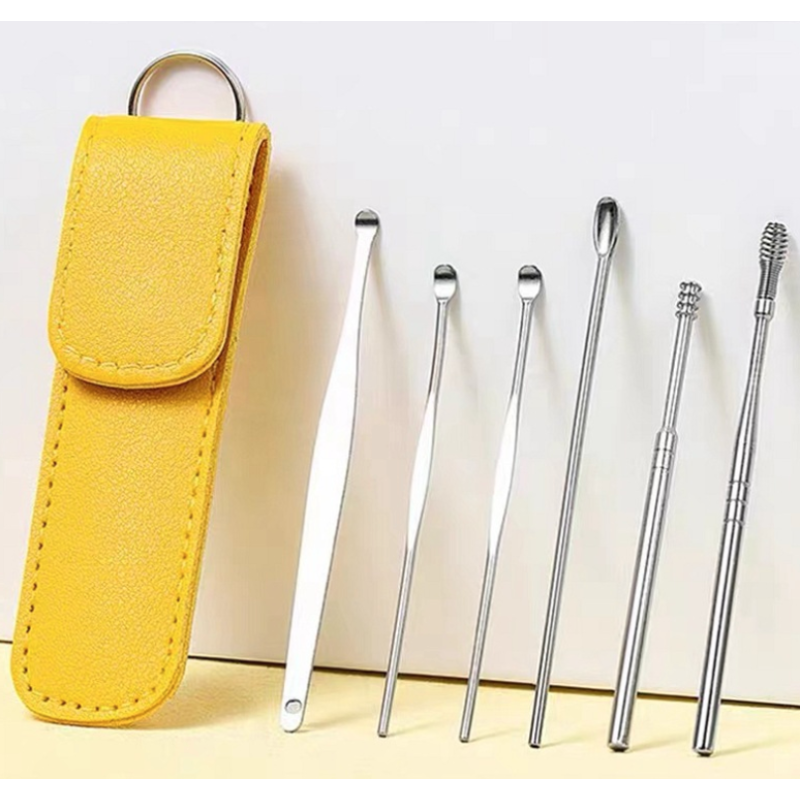 Professional 6 Pcs Ear Pick Ear Cleaner Set Ear Cleaning Tool Set with PU Case