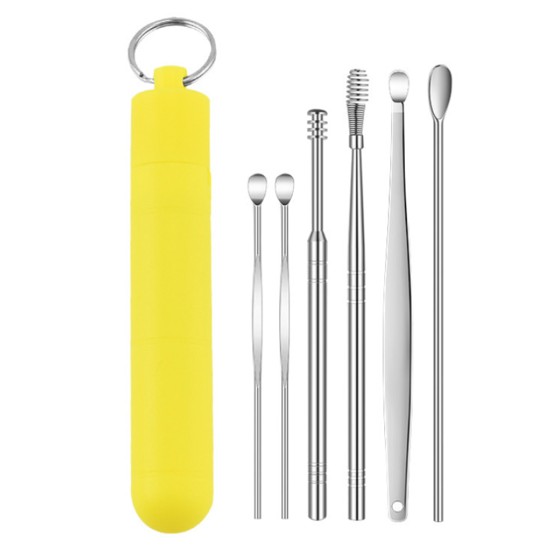 Ear Pick Cleaning Tool Portable Ear Pick Removal Spoon Set Stainless Steel Spoon with PP Box Clean Earwax