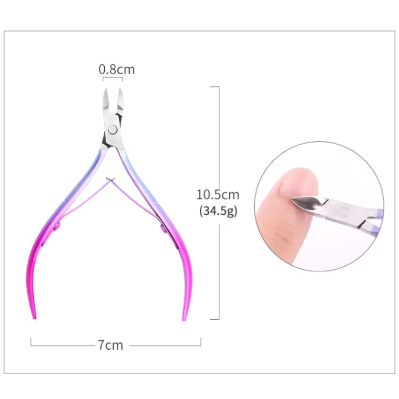 Professional Nail Art Set Rainbow Stainless Steel Nail Cuticle Nipper Pusher Dead Skin Remover