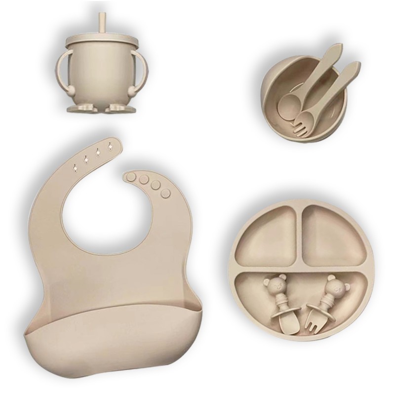 Baby Feeding Products Children Infant Feeding Set Dinner Plate Bowl Spoon BPA-Free Bib Children's Silicone Tableware