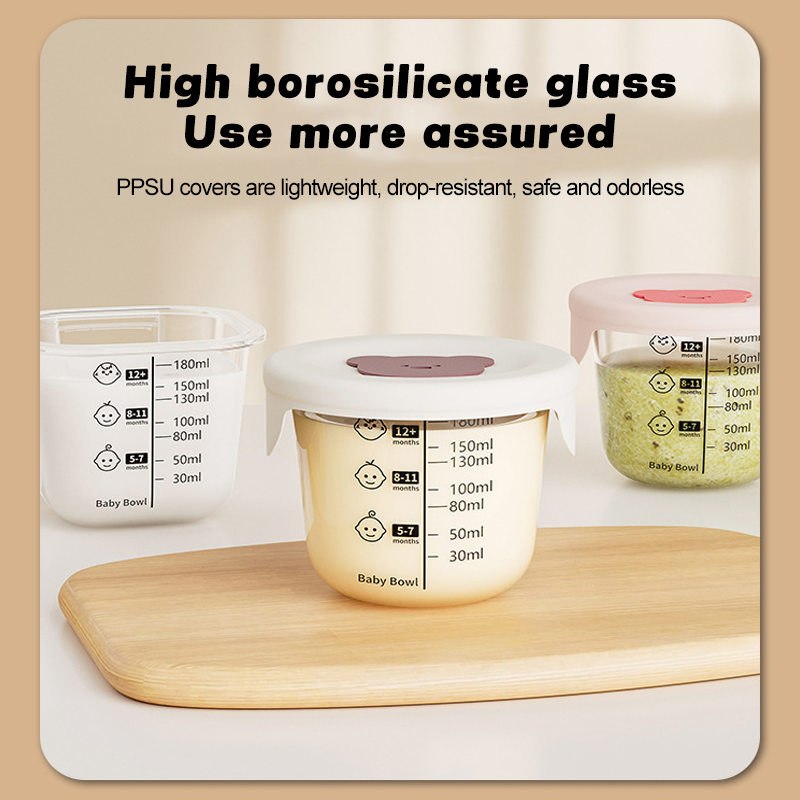 Wholesale Glass Baby Food Storage Container 180ml 6oz Baby Food Storage Jar with Lid Microwave Dishwasher Safe BPA-Free