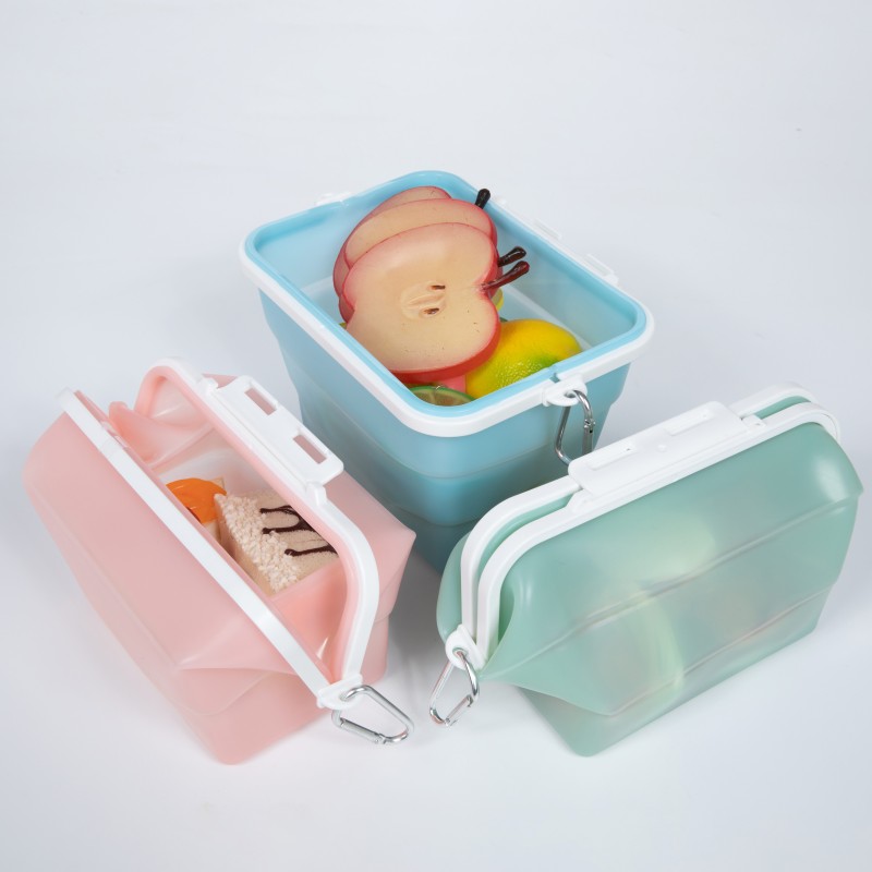 Wholesale New Rectangular Foldable Silicone Fresh-Keeping Box Sealed Food Bag Silicone Food Sorting Storage Bag