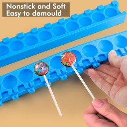 Custom Logo 10-Cavity Spherical Suction Lollipop Mold Lollipop Starry Sky Baking Silicone Mold Chocolate Cartoon Lollipop