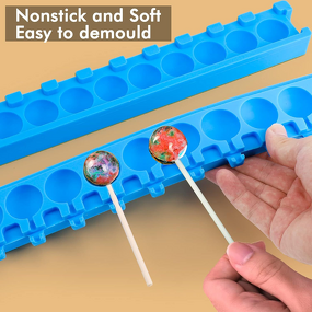 Custom Logo 10-Cavity Spherical Suction Lollipop Mold Lollipop Starry Sky Baking Silicone Mold Chocolate Cartoon Lollipop