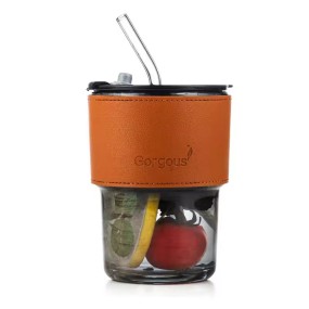 High Appearance Level Wholesale Bamboo Joint Glass Water Cup with Portable Straw Cold Drink Juice Milk Coffee