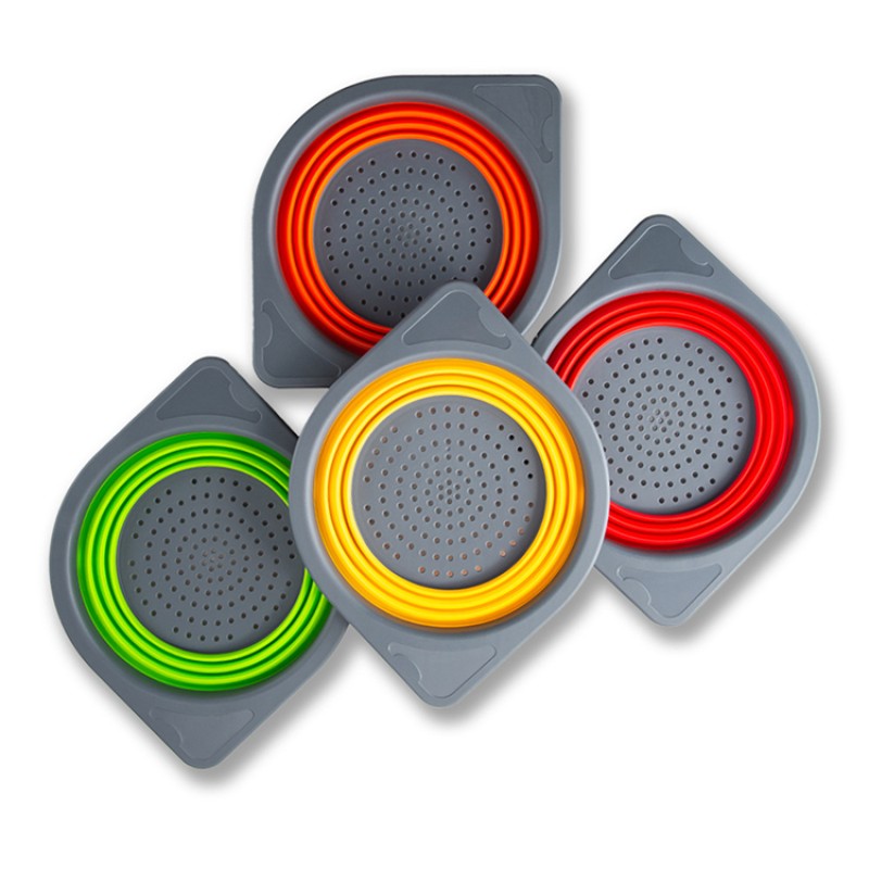 Space-Saving Foldable Silicone Colander Foldable Kitchen Vegetable Fruit Strainer Drainer with Durable Stand Filter Function