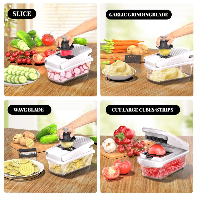15-in-1 Multi-Function Vegetable Cutter Onion & Carrot Cutter ABS Material Kitchen Food Cutter Fruit & Vegetable Tool