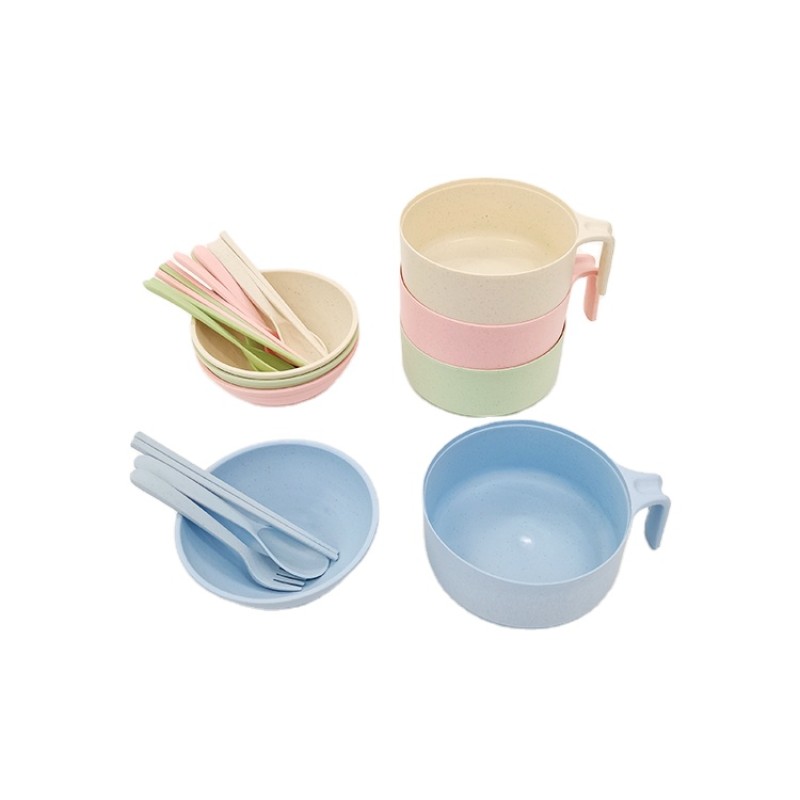 Portable Eco-Friendly PP Tableware Set Modern Design 3-in-1 Rice/Noodle/Bowl Spoon Children Lunch Box Customizable Logo