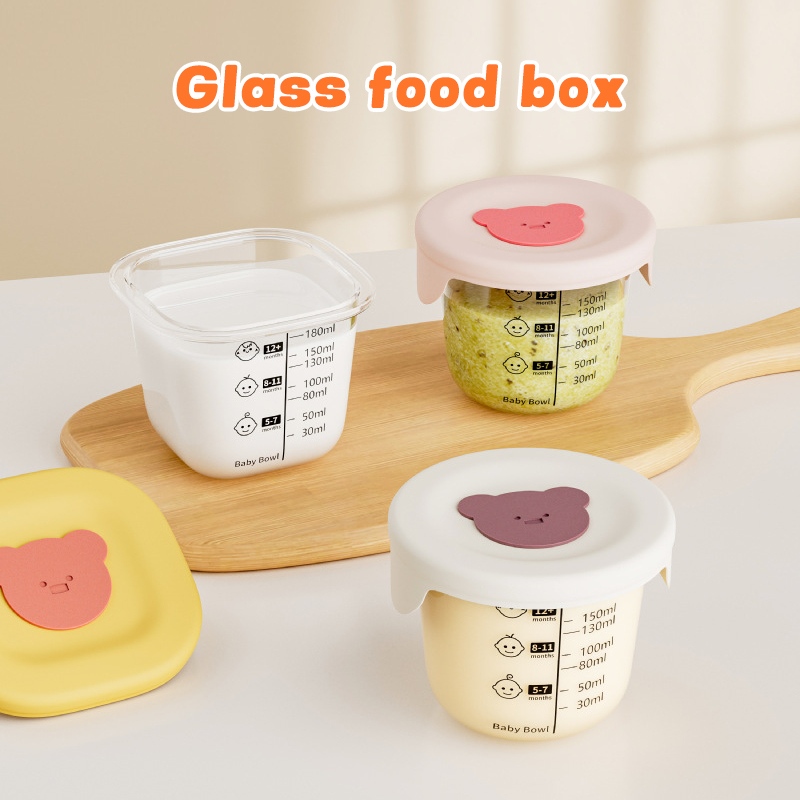 Custom Logo Glass Baby Food Storage Container 180ml 6oz Baby Food Storage Jar with Lid Microwave Dishwasher Safe BPA-Free