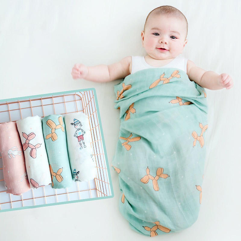 Wholesale Anti-Pilling Bamboo Cotton Quilt Soft Printed Animal Baby Blanket Portable