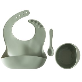Silicone Baby Feeding Set Waterproof Washable Feeding Baby Bowl Bib Silicone Baby Bib Set Newborn
