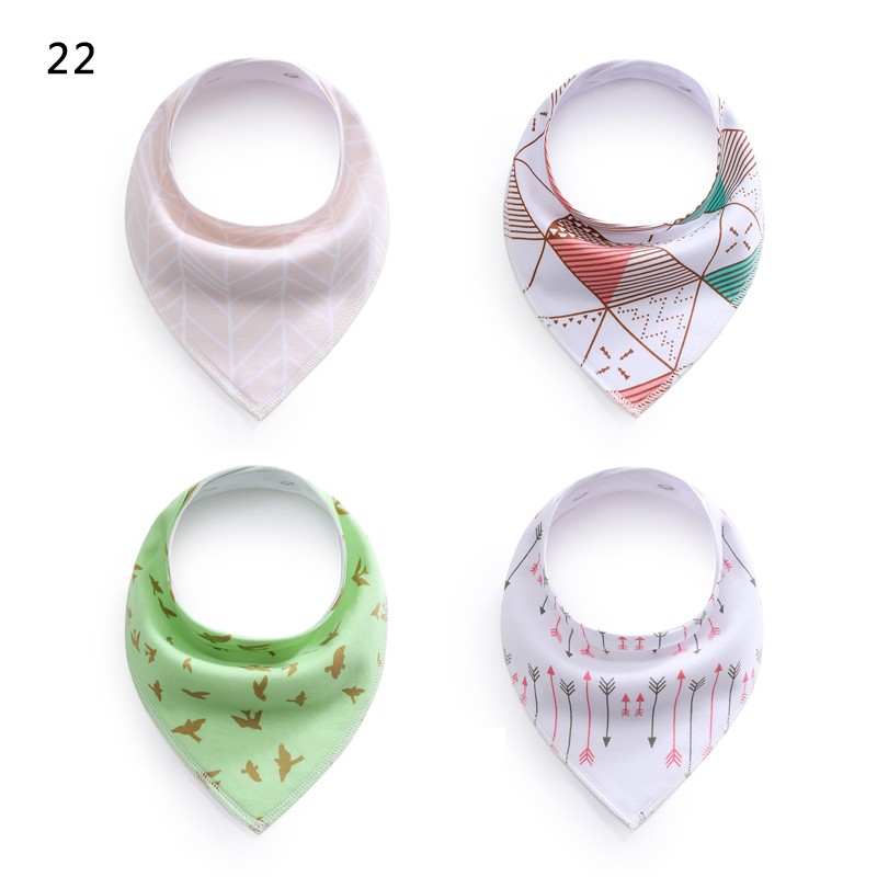 100% Cotton Adjustable Triangle Baby Bib Custom Print Anti-Drool Drool Bib Gauze With Newborn Buttons