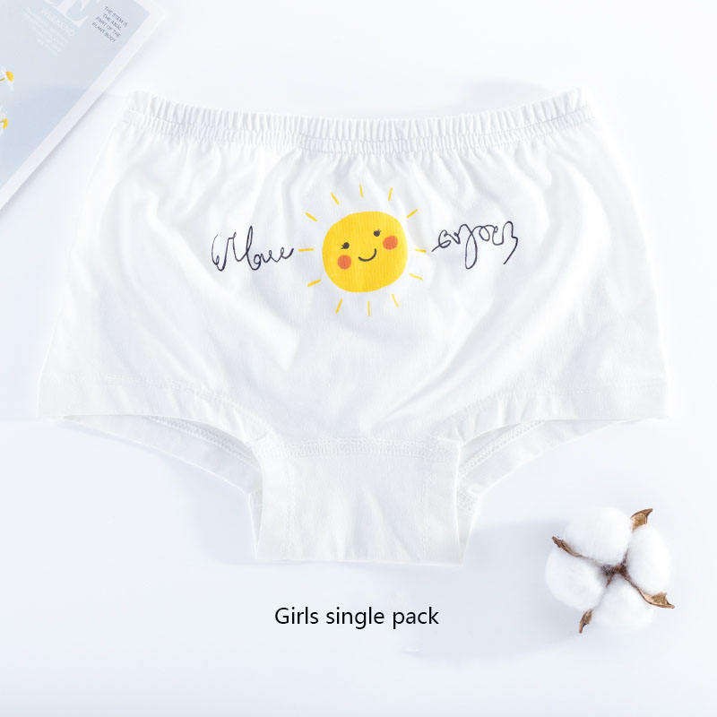 Custom Sample Service 100% Cotton Daily Muslin Tree Underwear Set For Children & Girls Panties With Print Craft and OPP Bag