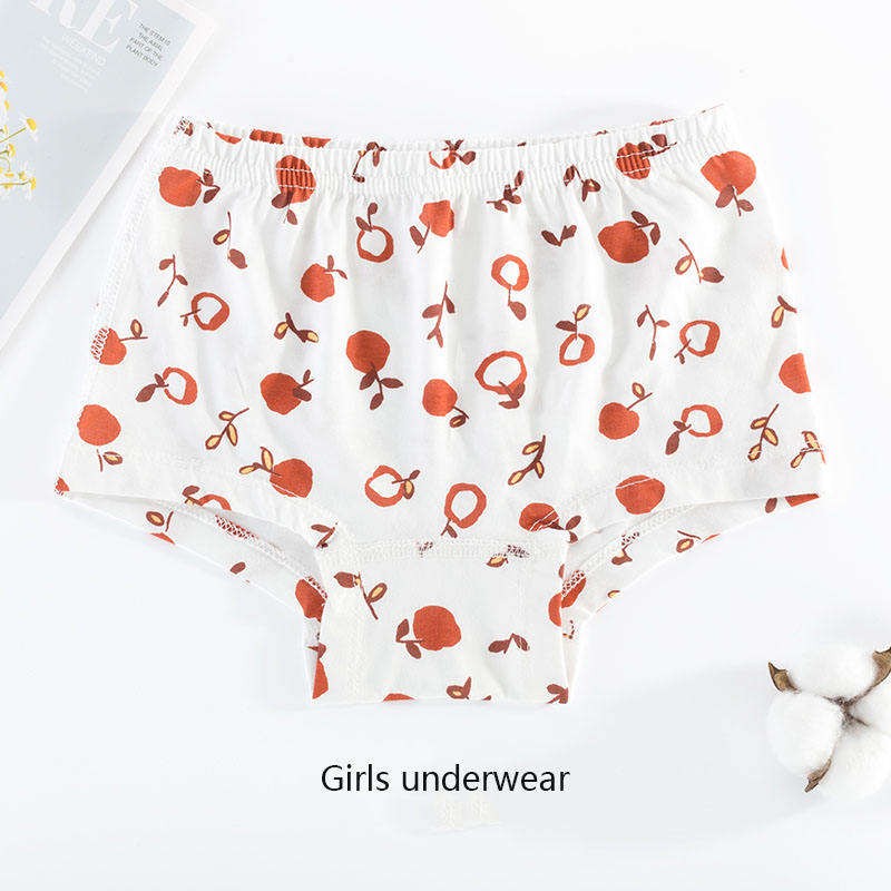 Custom Sample Service 100% Cotton Daily Muslin Tree Underwear Set For Children & Girls Panties With Print Craft and OPP Bag