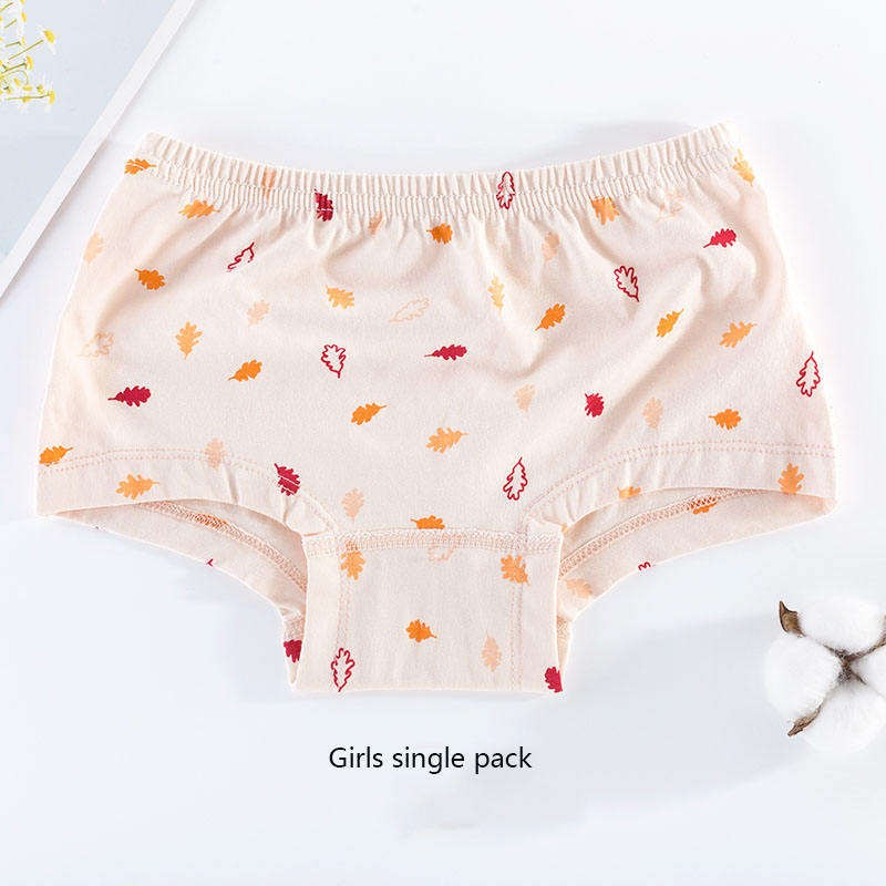 Custom Sample Service 100% Cotton Daily Muslin Tree Underwear Set For Children & Girls Panties With Print Craft and OPP Bag