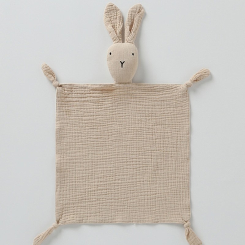 Cute Muslin Rabbit Baby Quilt Security Blanket Organic Cotton Rabbit Quilt Drool Bib