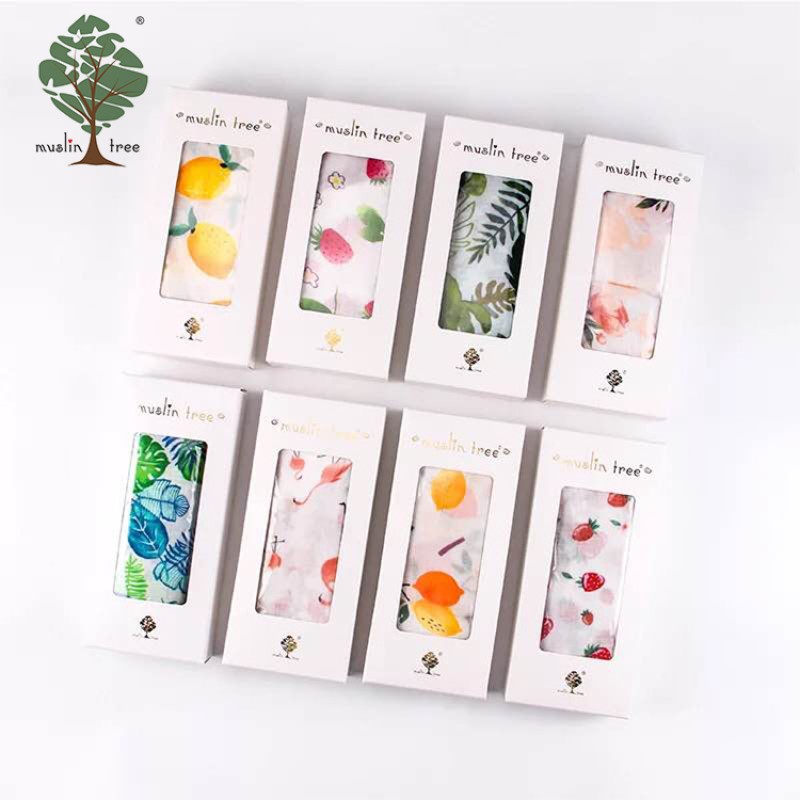 Muslin Tree Custom 100% Cotton Muslin Newborn Blanket Set Colorful Baby Swaddle Blanket