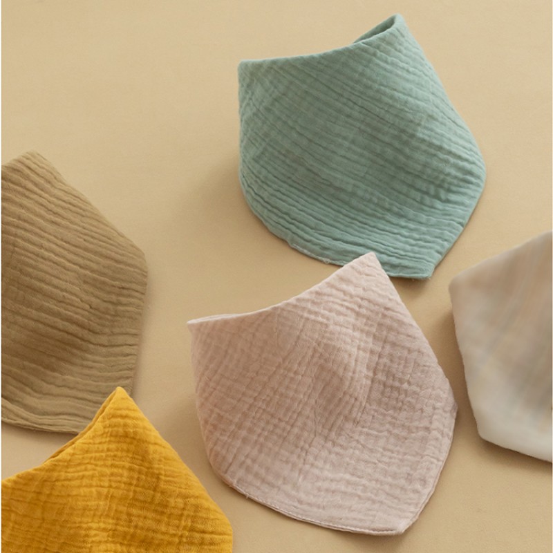 Solid Drool Muslin Tree Newborn 100% Cotton Baby Reusable Soft Triangle Button Anti-Dirty Drool Bib Bib With Button Saliva