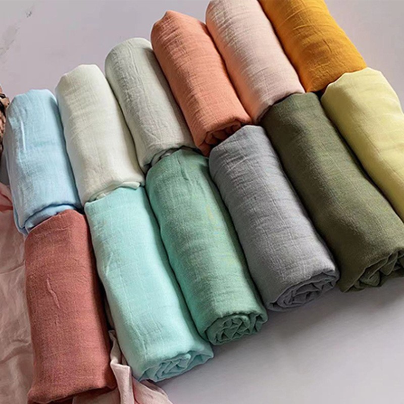 Portable Soft New Style Solid Color Pure Cotton Baby Gauze Swaddle Blanket