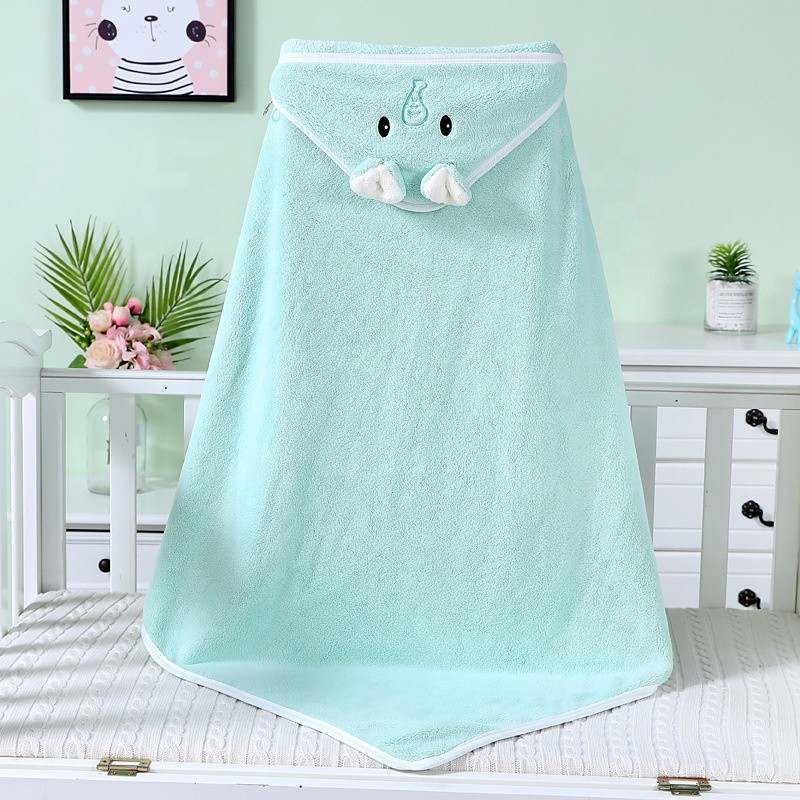 High Quality Durable Use Various Cute Cat Design Quick-Dry Coral Fleece Large Hood Baby Bath Towel