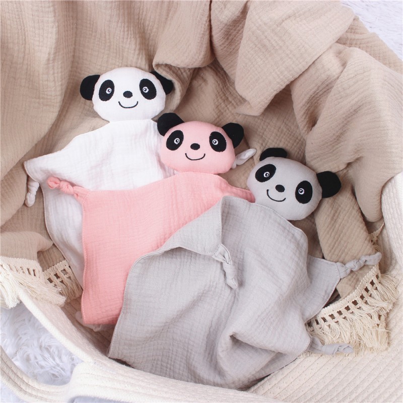 Organic Cotton Plush Toy Gauze Panda Cute Shape Baby Quilt Animal Baby Blanket