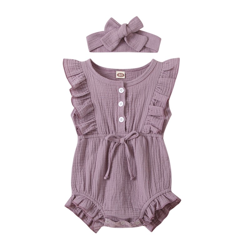 Toddler Girl Ruffle Sleeveless Romper Casual Summer Romper Pure Cotton Newborn Clothing